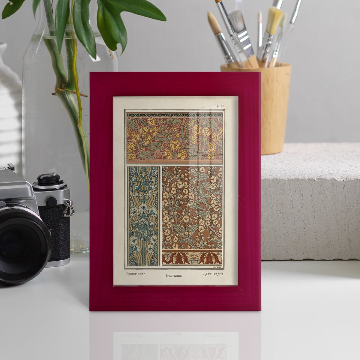 Nouveau Decorative II - Framed Print w/glass - Cherry Red