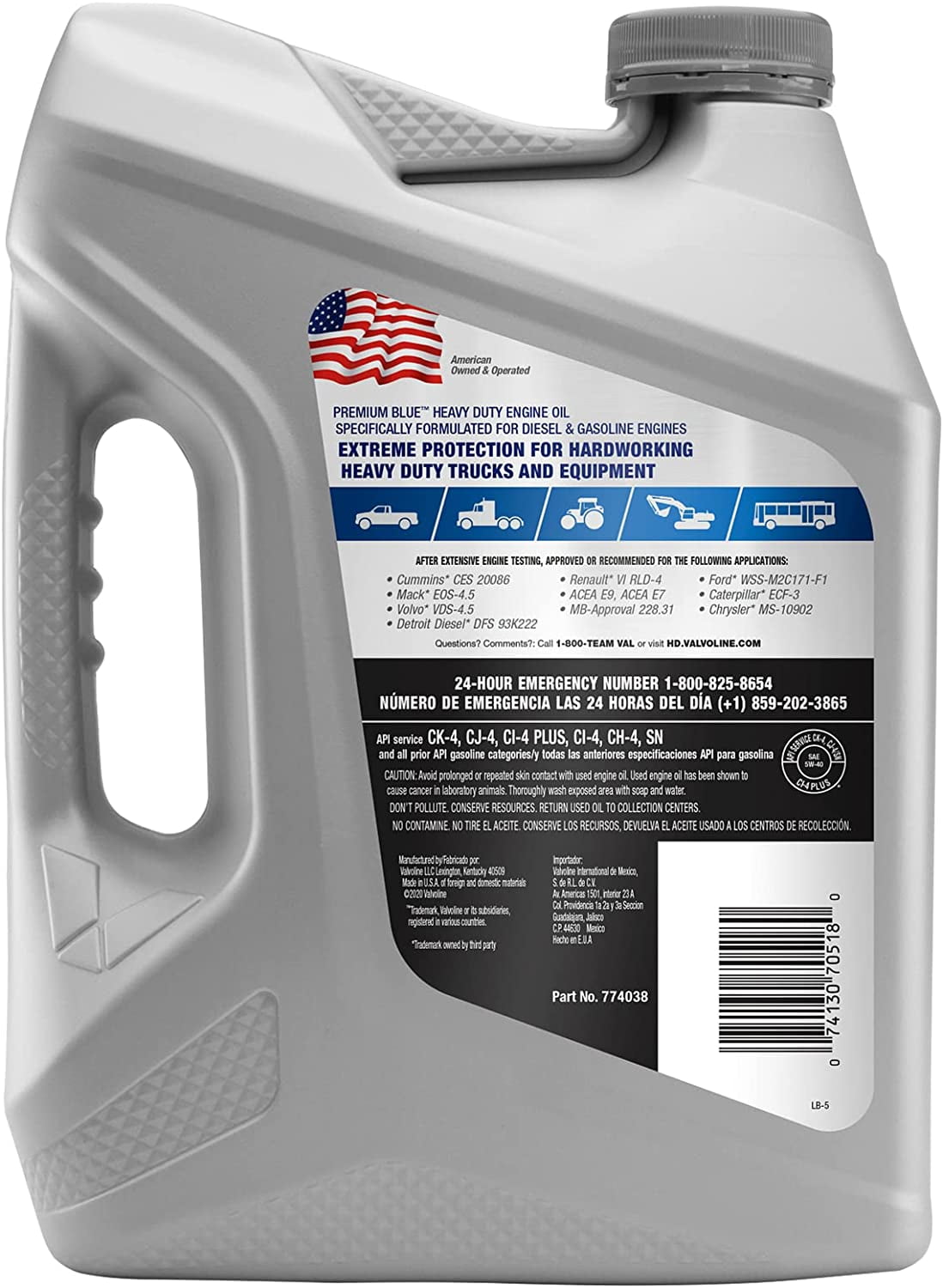 Valvoline Premium Blue Extreme 5W-40 Full Synthetic Heavy Duty Engine Oil, 1 Gallon