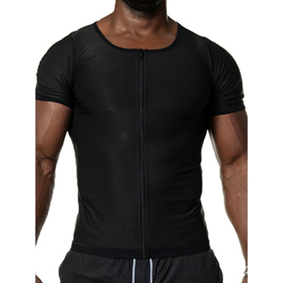 Mens Sweat Body Shaper Stomach Fat Burner, Best Abdominal Trainer for Weight Loss Zipper Waist Trainer