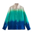 thumbnail image 2 of Summer New Tie Dye Printed Silk Satin Textured Satin Shirt for Women - Picture Color 2-S, 2 of 5