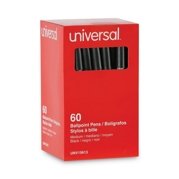Universal Economy Ballpoint Stick Oil-Based Pen, Black Ink, Medium, 60/Pack -UNV15613