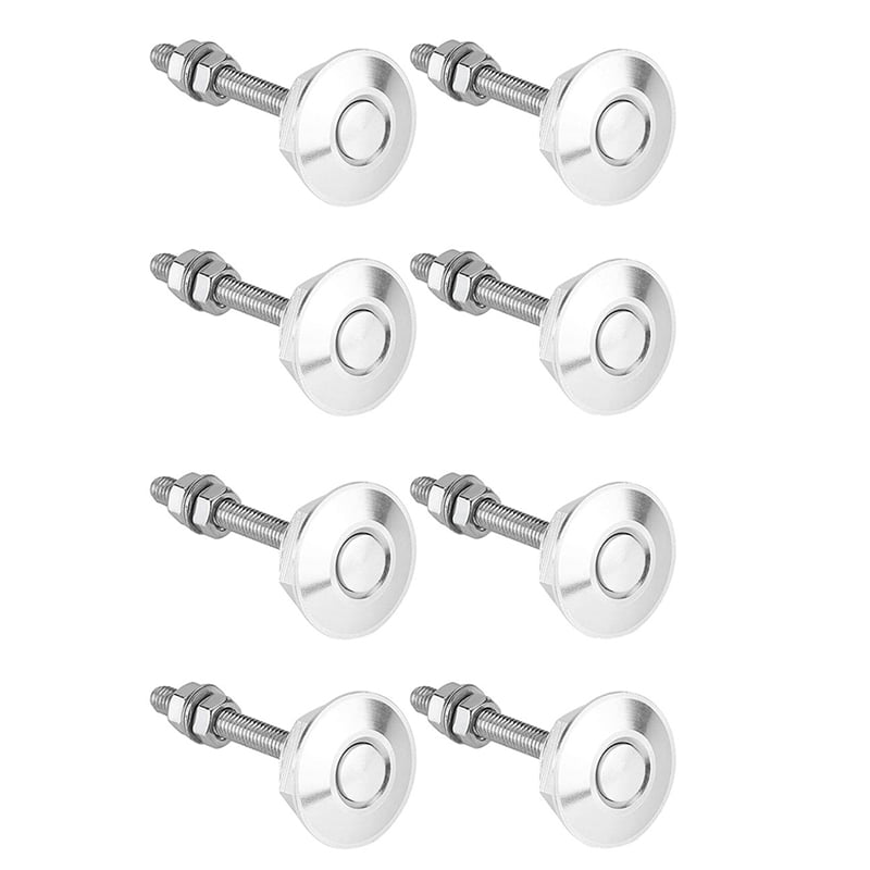8X Long Push Button Quick Release Hood Pins Lock Clip Latch Bumper Kit