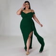 thumbnail image 3 of AURA Women Sexy V Neck High Slit Maxi Dress Spaghetti Strap Ruffle Party Club Dress, 3 of 7