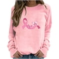 thumbnail image 1 of Meichang Women Pink Ribbon T-Shirts Long Sleeve Round Neck Lounge Sweatshirts Pink Ribbon Graphic Pullover In October Shirts Sweaters, 1 of 2