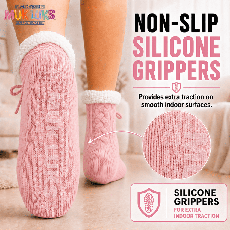 Muk Luks Girls Soft Sole Cabin Crew Socks with Grippers photo 5