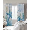 thumbnail image 4 of Teal Blue Summer Coastal Kitchen Curtains Ocean Watercolor Coral Starfish Cafe Short Curtains for Bathroom Blackout Window Curtain Small Window Treatment Drapes for Bedroom Living Room 52"x45"x2, 4 of 9