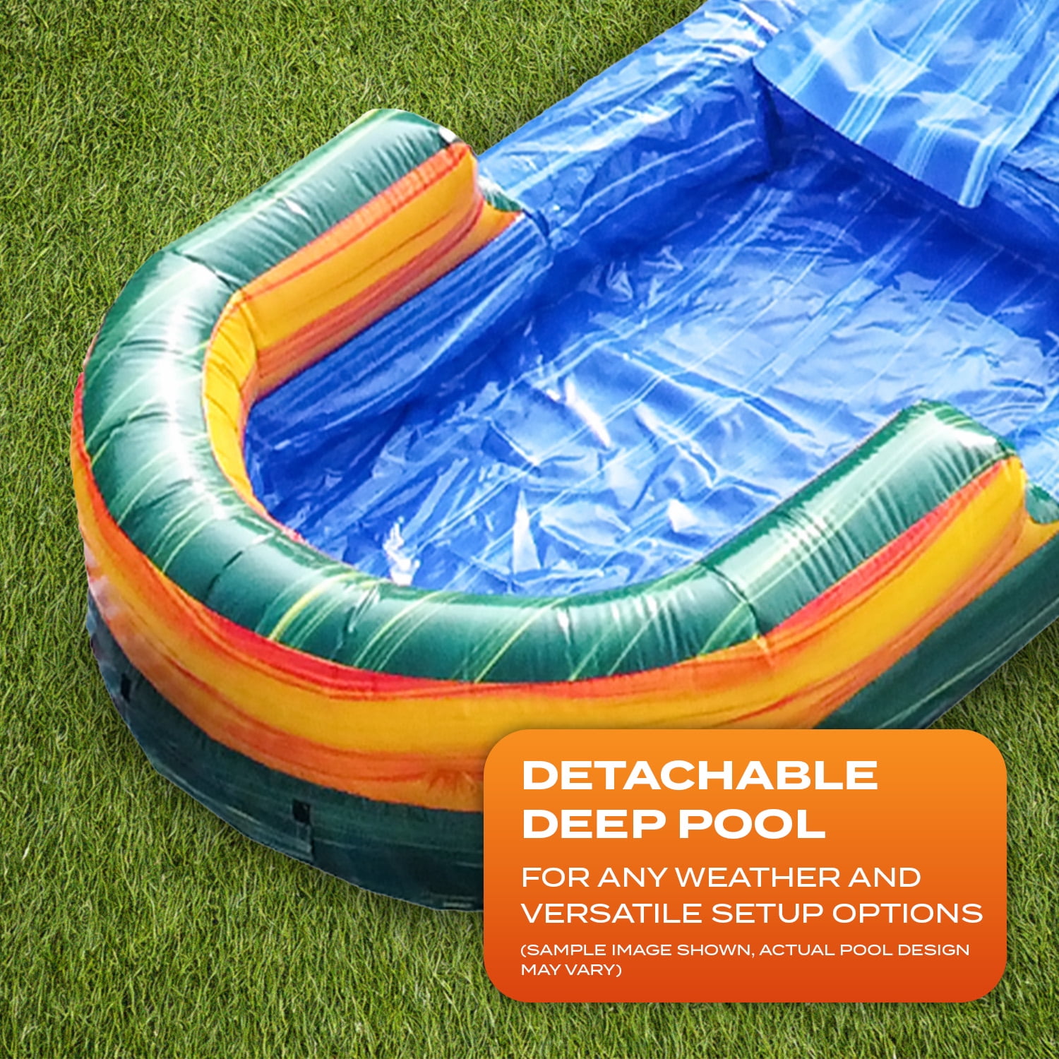 JumpOrange 19FT Cali Palms Commercial Grade Water Slide Inflatable with Detachable Pool for Kids and Adults with Blower