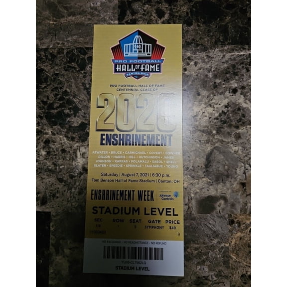 NFL 2020 Hall of Fame Enshrinement Ceremony Ticket TROY POLAMALU STEELERS COWHER
