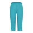 thumbnail image 4 of frariair ​Women's Elastic High Waist Cropped Yoga Pants Solid Color Workout Leggings Breathable Gym Trousers For Cardio Running​ Sky Blue, 4 of 4