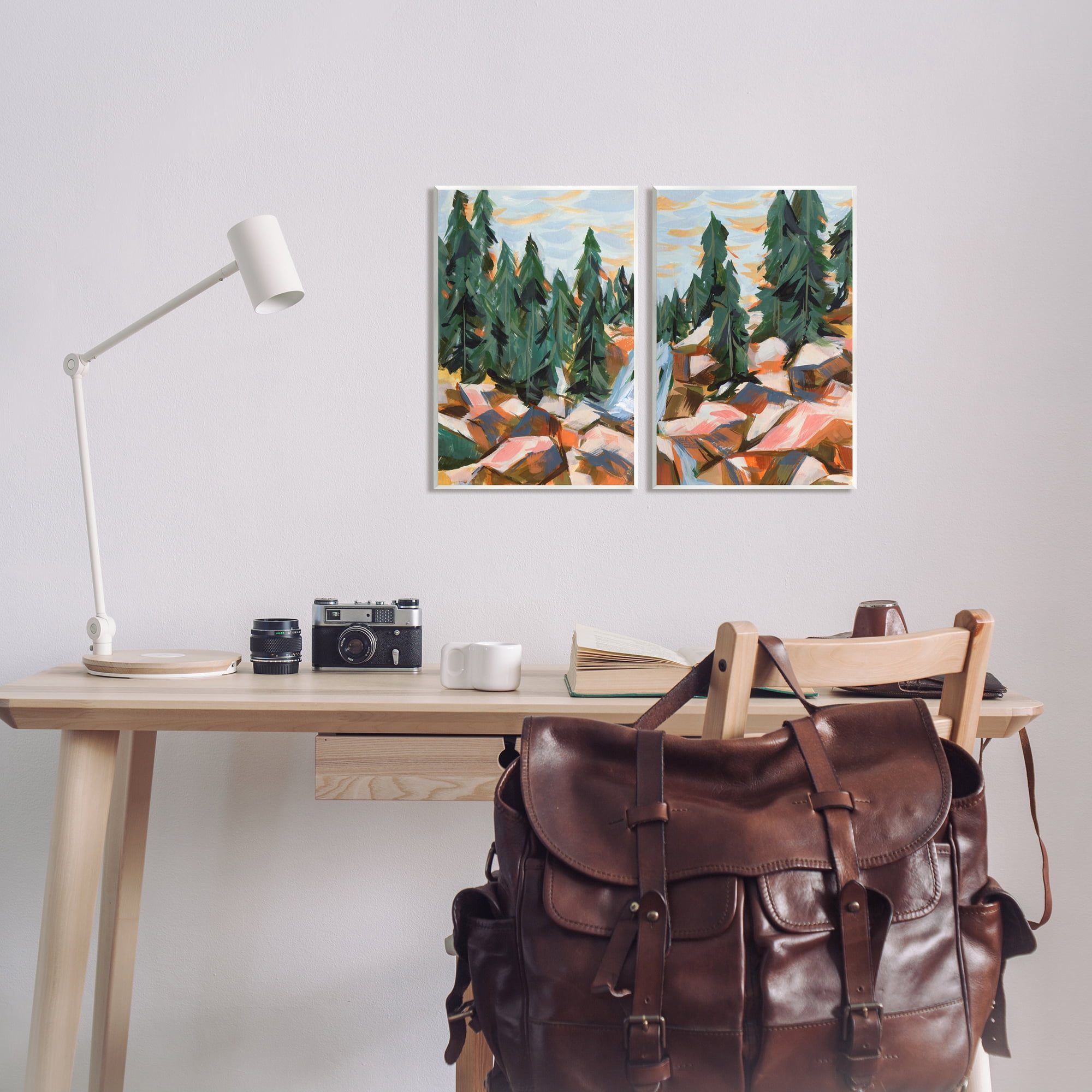 Stupell Geometric Abstract Forest Foliage Landscape Landscape Painting Wall Plaque Unframed Art Print Wall Art, Set of 2