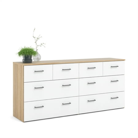 Bowery Hill Low Profile 8 Drawer Double, 14 Drawer White Dresser