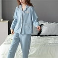 thumbnail image 6 of BONIXOOM Family Christmas Pajamas Christmas Pajamas For Women Loungewear None Long Sleeve Solid Sleepwear Sets Sky Blue L, 6 of 7