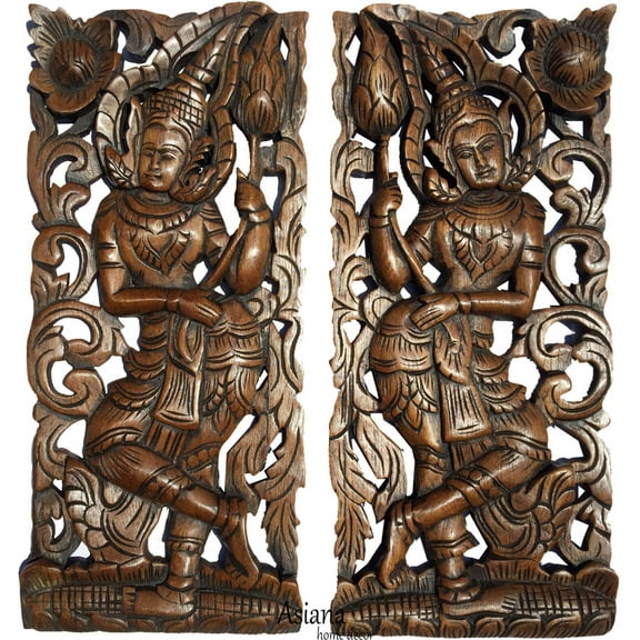 Welcome Sign Carved Wood Wall Sculpture. Size 17.5”x7.5” Extra Thick Each, Set of 2 Brown