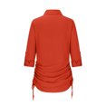 thumbnail image 5 of Lovzfmll Women's Dresses Lightweight Fashion Fall Long Sleeved Solid Color Casual Comfortable V-Neck Button Up Collar with Drawstring On Both Sides Mini Shirt Dress Orange S, 5 of 6