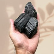 Black Tourmaline Crystals Rough Stone, 1/2lb Medium Pieces