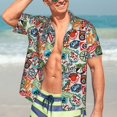 thumbnail image 3 of Fotbe Cute Nautical Hawaiian Shirt for Men Unisex Summer Beach Casual Short Sleeve Cotton Linen Button Down Shirts-XX-Large, 3 of 5