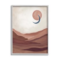 Stupell Industries Abstract Desert Dunes Sun Moon Overlapping Shapes Painting Gray Framed Art Print Wall Art, Design by Mollie B.