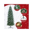 thumbnail image 4 of 7.5ft pre - lit slim pencil artificial holiday tree con 400 LED lights, blanca snowy branch tips y pine cone accents, complete con metal base para home, oficina party decor, 4 of 10