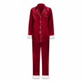thumbnail image 2 of GPOECD Christmas Pajamas for Family Two Piece Long Sleeve Lapel Top and High Waist Pants for Family Outfits Pajama Set Winter for Mom,Red,S, 2 of 7