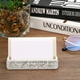 thumbnail image 4 of Business Card Holder for Desk, 2 Pack Rhinestone Business Card Holders Crystal Card Stand Organizer, Silver, 4 of 5