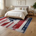 thumbnail image 3 of ODIKA 6'x9' Washable Area Rug Non-Slip, Chair-Friendly, Front Door Patriotic Striped Vintage Generic Stars Bordered Festive for Dining Room, Under Table, Office Décor, 3 of 7