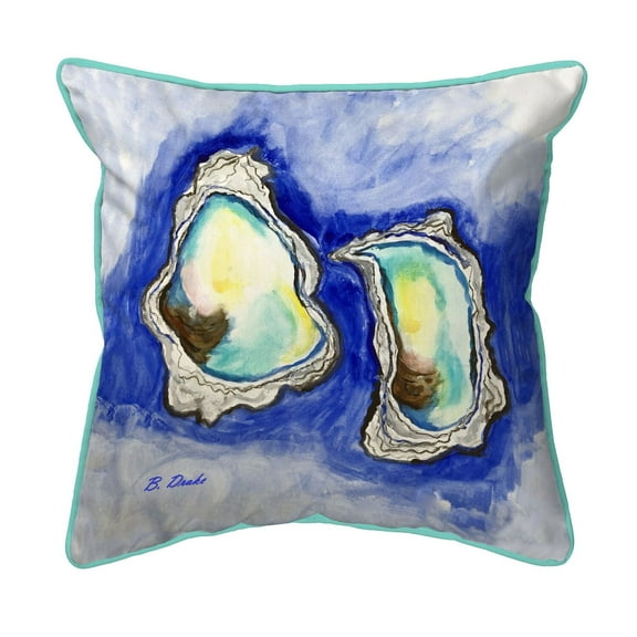 Betsy Drake Interiors Aqua Oysters Large Indoor/Outdoor Pillow 18x18