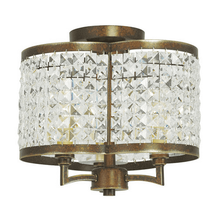 

Flush Mounts 3 Light With Clear Crystals Hand Painted Palacial Bronze size 12 in 180 Watts - World of Crystal
