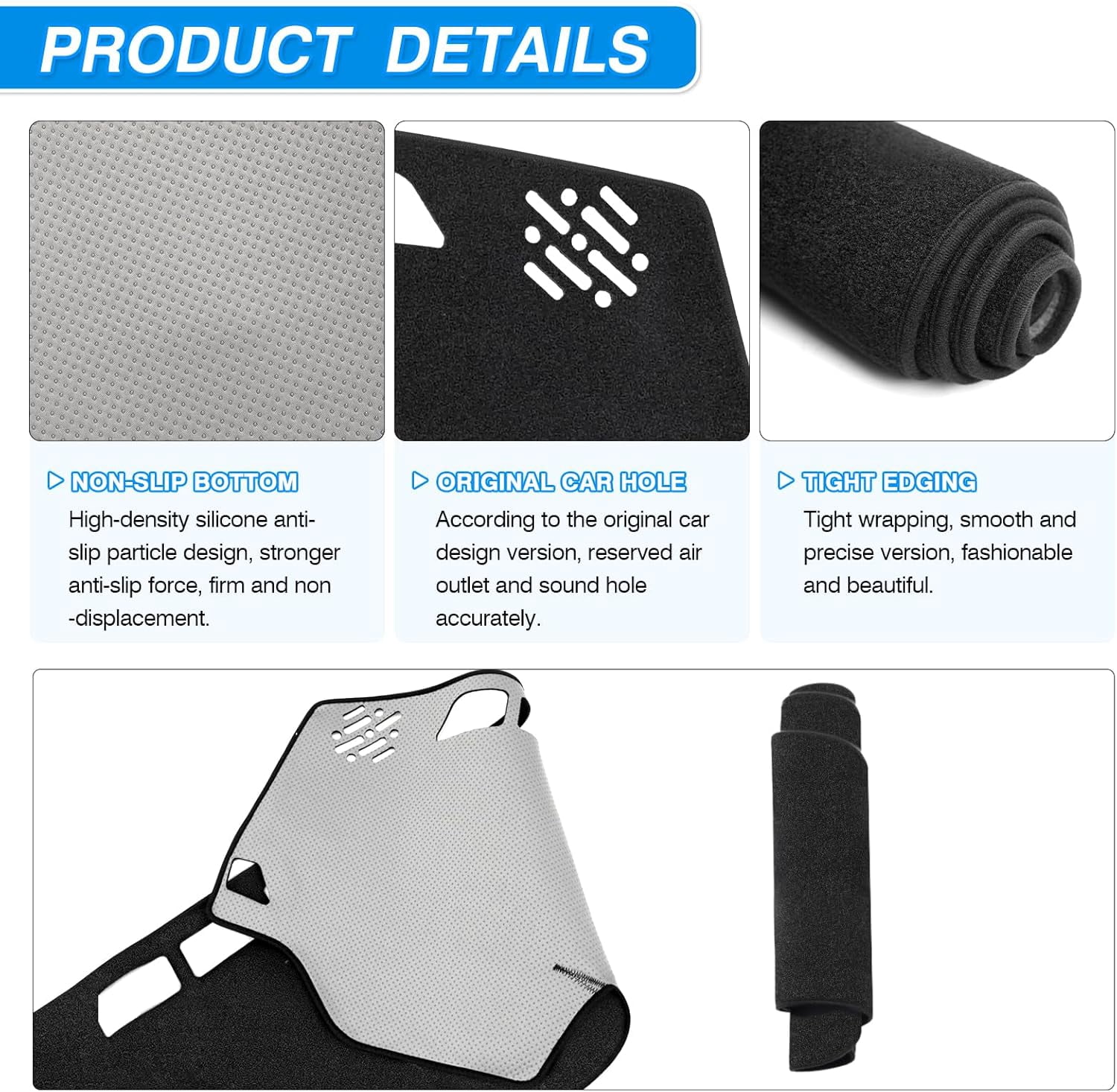 Canvcle Dash Cover Compatible with Hyundai Sonata 2011 2012 2013 2014 Accessories Dashboard Cover Mat Non-Slip Carpet Sunshield Glare UV Rays Protector