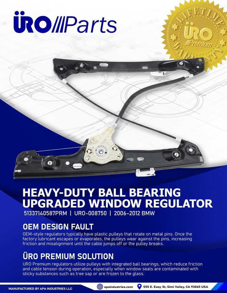 URO Parts URO-008750 Heavy Duty Design, Ball Bearing Pivot, Improved Pulley