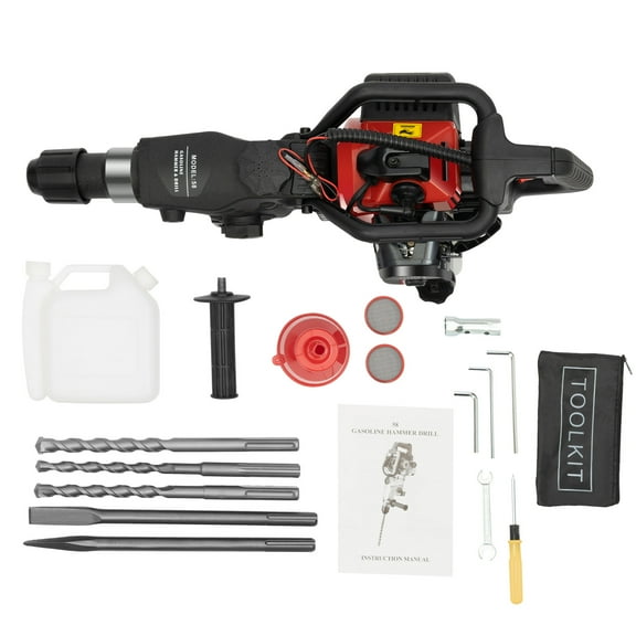 32.6cc Gasoline Hammer Drill Machine Gas Powered Demolition Hammer 2 Stroke 1200 Watt High Performance Powerful Tool for Concrete and Masonry Work