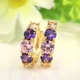 thumbnail image 5 of Opolski Women Fashion 9K Gold Plated Purple Zircon Eardrop Huggie Earrings Jewelry Gift, 5 of 7