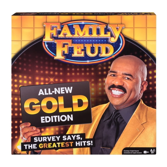 Family Feud Game, All-New Gold Edition Steve Harvey Board Game for Hilarious Family Fun, Kids Games, Family Games for Game Night, Ages 8