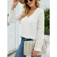 thumbnail image 4 of Charmo Women’s Lace Long Sleeve Blouses Tops Dressy T Shirts Loose Casual Shirts, 4 of 5