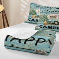 thumbnail image 4 of Erosebridal Happy Camping Twin Quilt Set, Teal Farmhouse Lodge Cabin Twin Coverlet Set, 2pcs 1 Bedspread and 1 Pillowcase, 4 of 7
