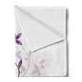 thumbnail image 2 of Spring Soft Flannel Fleece Throw Blanket, Violet Tree Swirling Persian Lilac Blooms with Butterfly Ornamental Plant Graphic, Cozy Plush for Indoor and Outdoor Use, 70" x 90", Plum White, by Ambesonne, 2 of 5