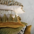 thumbnail image 4 of Creative Co-Op Cotton Pillow with Palm Frond Pattern & Tassels, Green & Natural ©, 4 of 12