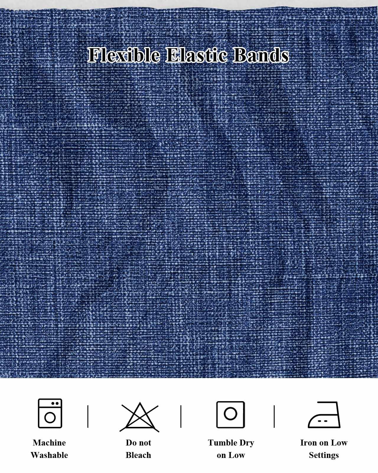 Navy Blue Linen Bed Skirt Queen Size 16 Inch Drop, Farmhouse Pure Color Country Vintage Adjustable Elastic Dust Ruffles Bedskirt for Queen Bed Wrap Around Pleated Mattress Frame Cover