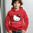 thumbnail image 3 of Hello Kitty Hoodie with Cuffed Sleeves Anime Gifts for Boys Girls Red 7-8y, 3 of 5