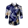 thumbnail image 3 of Mens Hawaiian Shirts Ocean Wave Print Casual Long Sleeve Button Down Shirts Tropical Holiday Beach Clothes, 3 of 4