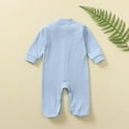 thumbnail image 6 of vdgthytj Newborn Baby Boy Girl Clothes Crewneck Long Sleeve Footies Romper Infant Button Footed Jumpsuit, 6 of 8