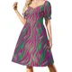 thumbnail image 1 of Vestido de manga corta rosa y verde, vestido de verano coreano, vestidos para mujer, vestido de verano, ropa para mujer, 1 of 7