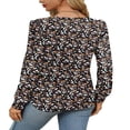 thumbnail image 4 of LEEYNEER Womens Blouses Floral Printed Pleated Short Sleeve Tunic Tops for Women Dressy Casual Summer Shirts, 4 of 5