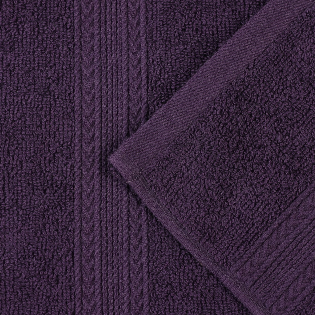 Superior Eco-Friendly Cotton Solid 12-Piece Eggplant Towel Set