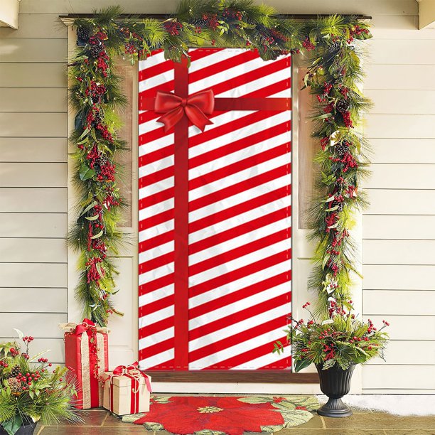 Christmas Door Cover Made Of Ice Silk Fabric Decorated With Christmas Ambiance