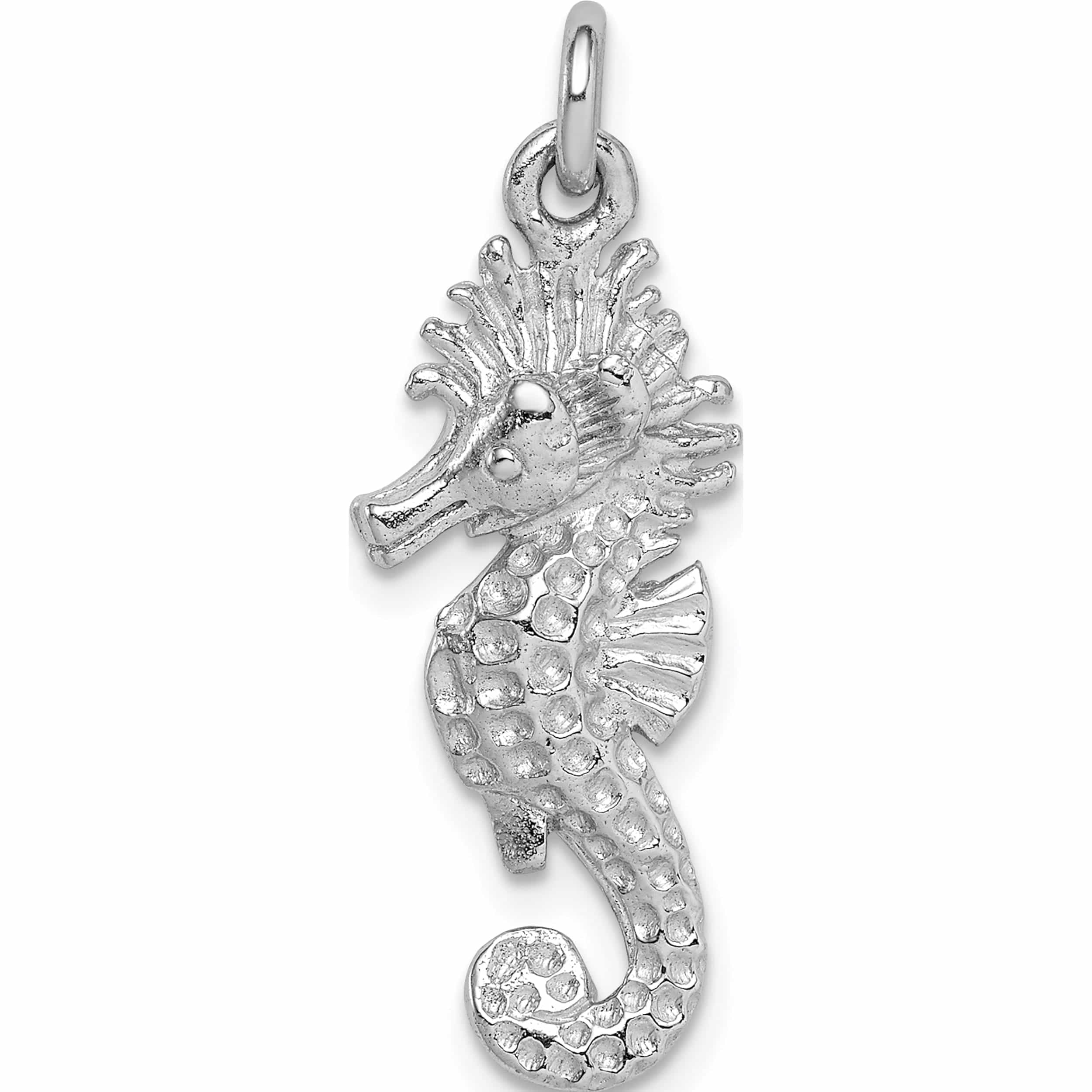 925 Sterling Silver Seahorse Charm per 1 piece Detailed Sea Horse Charm 27mm 
