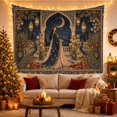 thumbnail image 3 of Moonlit Woman Within a Symmetrical Peacock Garden, Mystical Fantasy for Peacock Lovers, Moon Garden Decor, Housewarming Gift, Tapestry Wall Hanging for Bedroom and Studio, 3 of 7