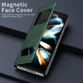 thumbnail image 5 of MonsDirect for 7.6 inch Samsung Galaxy Z Fold 3 5G 2021 Case, Nappa Leather with Flip Folding Magnetic Face Cover, Window Design with Hidden Kickstand Full Protective Case for Galaxy 3, Nappa Green, 5 of 7