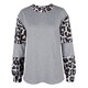 thumbnail image 5 of Blusas con estampado de leopardo para mujer, Tops elegantes informales con bloques de Color, camiseta holgada de otoño con cuello redondo para mujer, camiseta gris XXL, 5 of 6