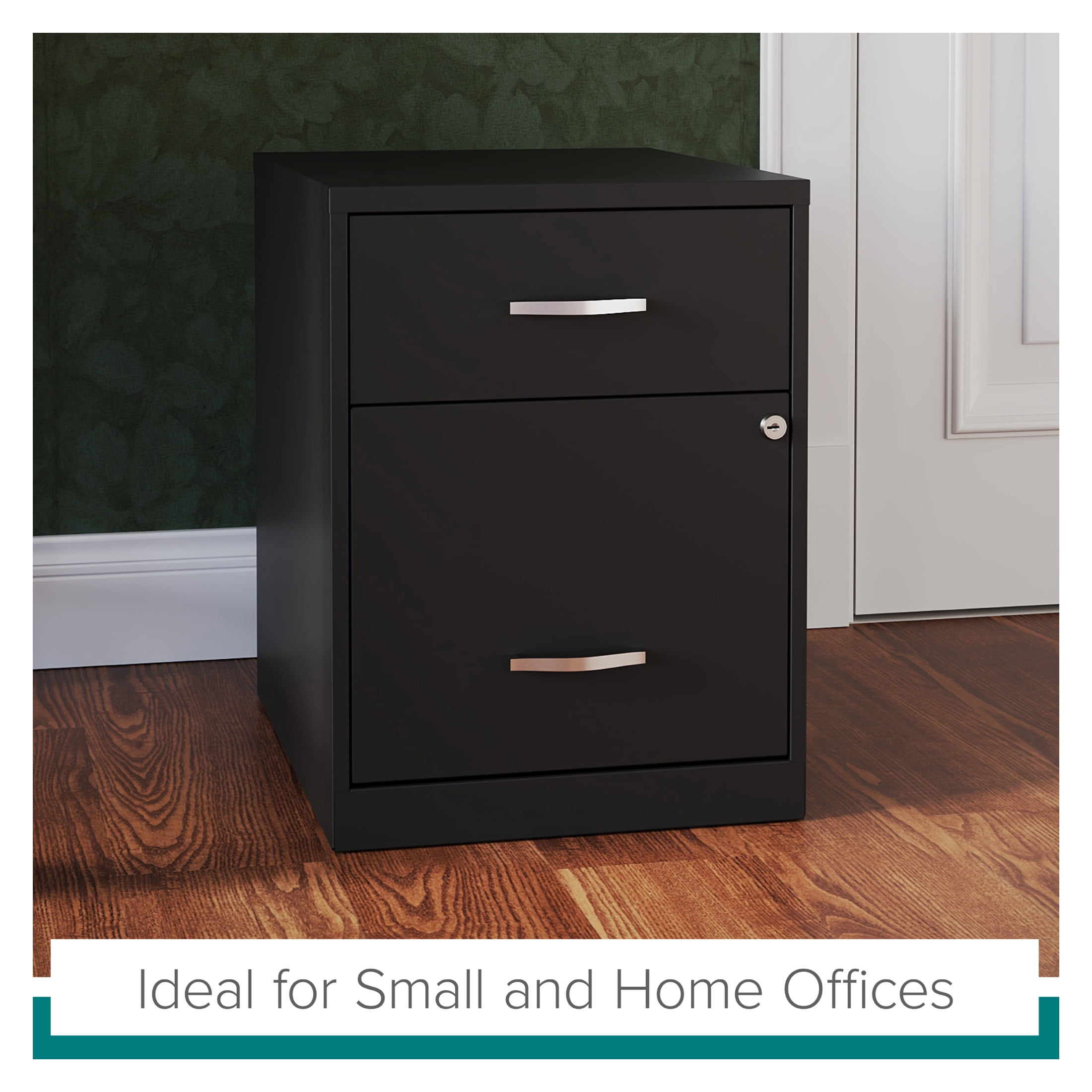 Space Solutions 18" Deep 2 Drawer Letter Width Vertical File Cabinet with Accessory Drawer, Black