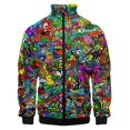 thumbnail image 3 of Chaqueta deportiva de talla grande 3D con diseño de grafiti de monstruo colorido para hombre, suéter con cuello alto y cremallera, chaqueta de béisbol para hombre, 3 of 5